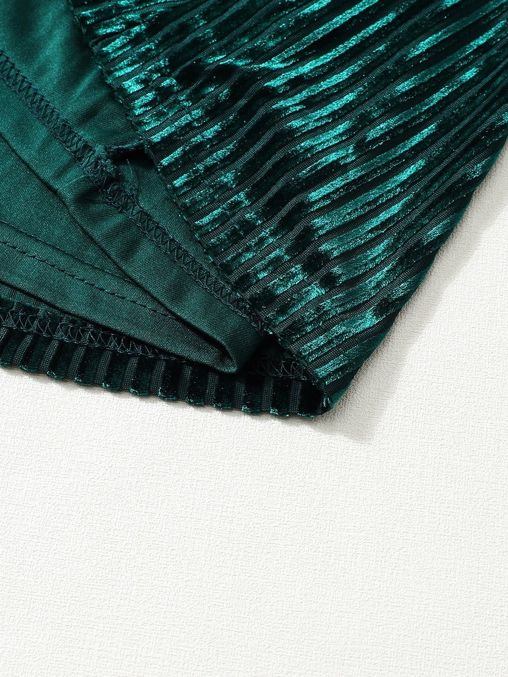 Velvet Green Square Neck Babydoll Dress with Tie Back