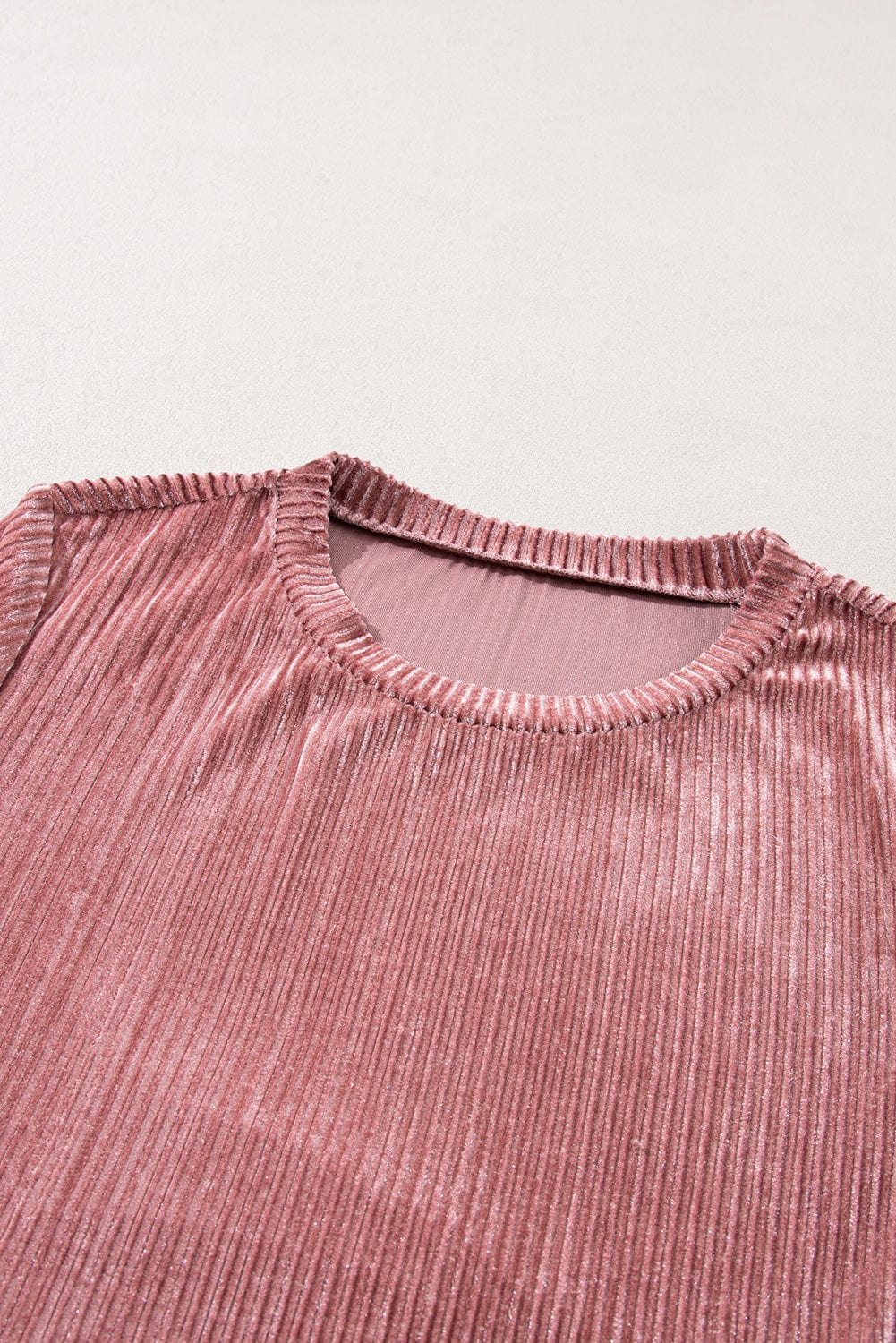 Velvet Pink Tiered Ruffle Shift Dress with Long Sleeves