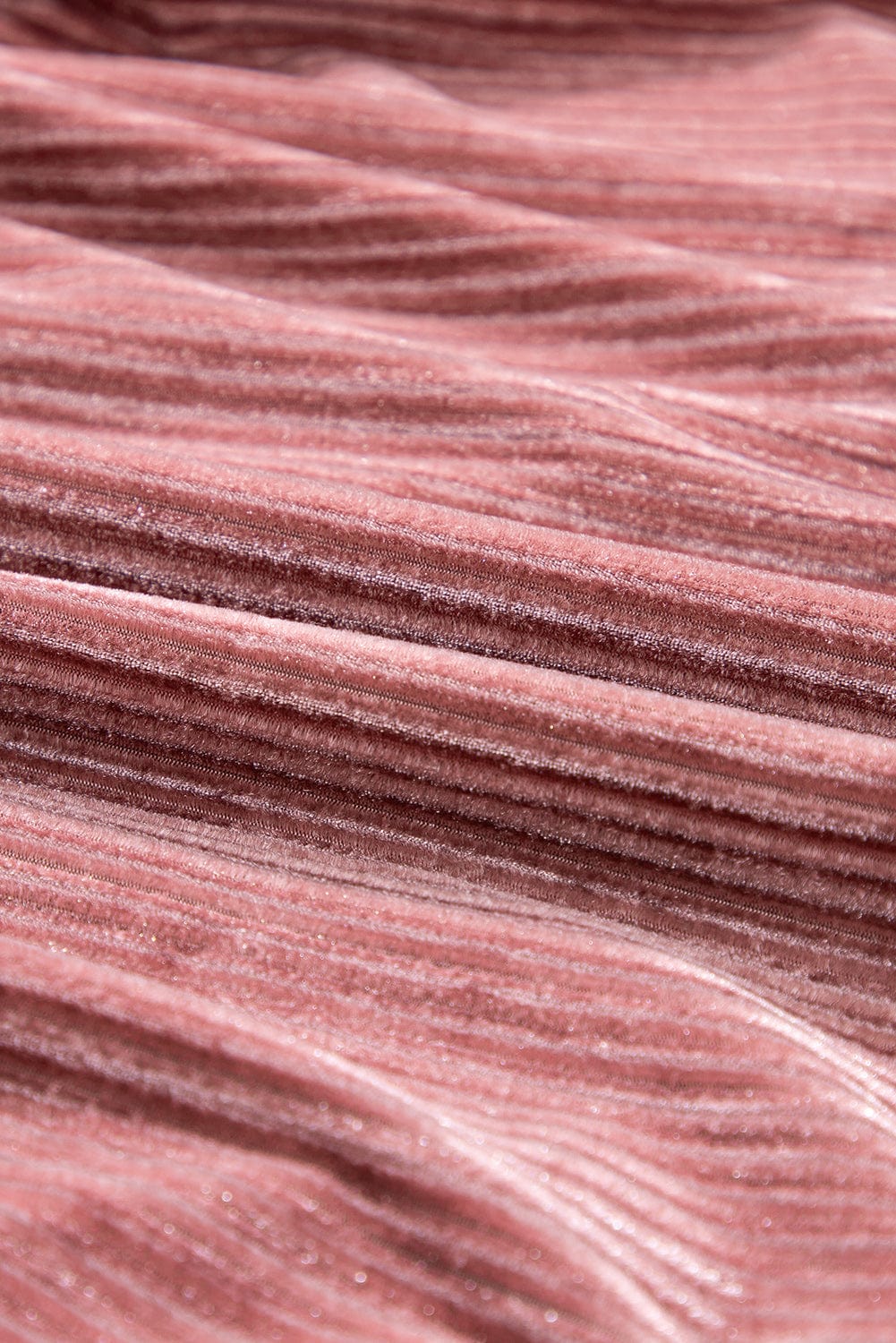 Velvet Pink Tiered Ruffle Shift Dress with Long Sleeves