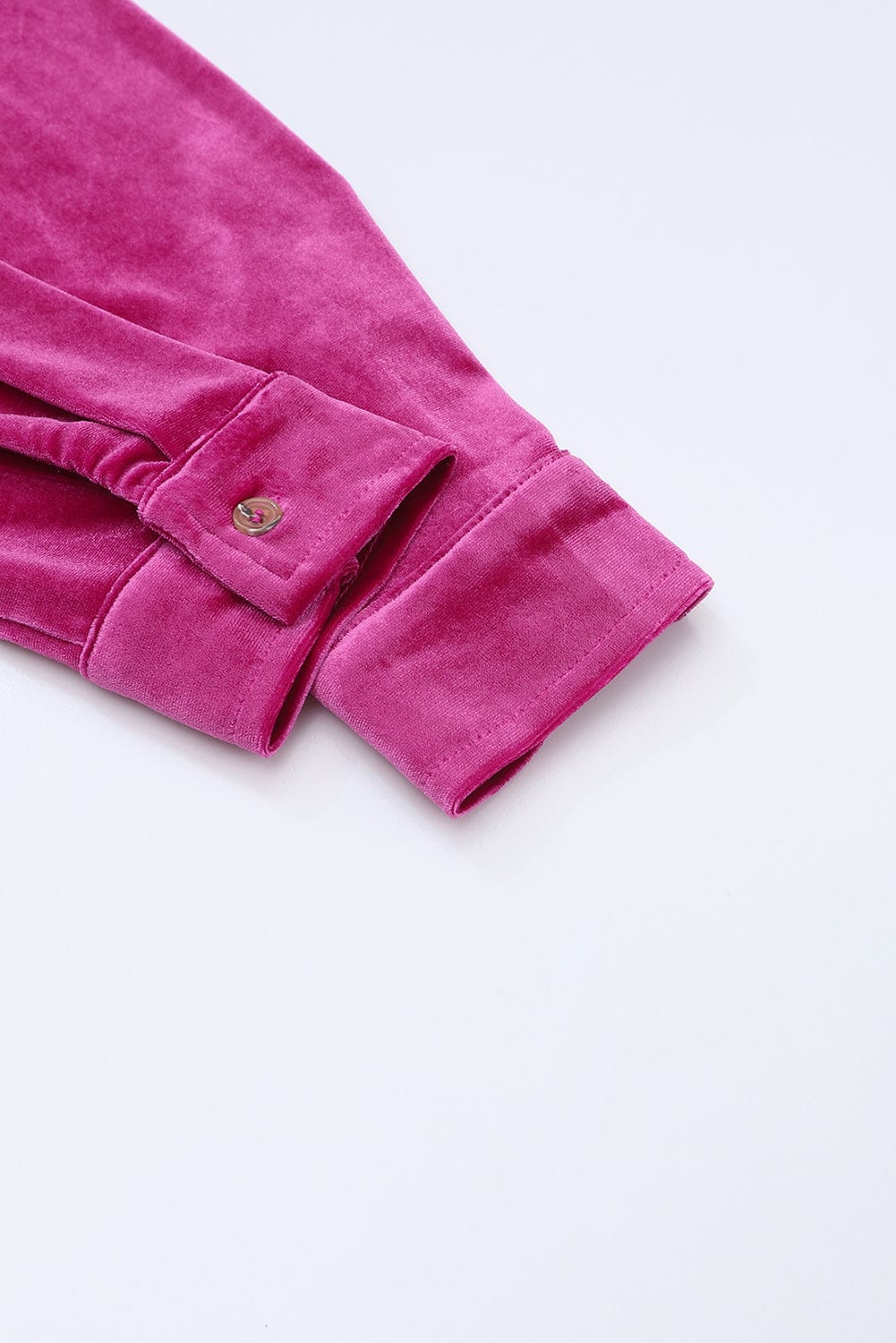 Velvet Rose Ruffle Button-Up Dress with Long Sleeves