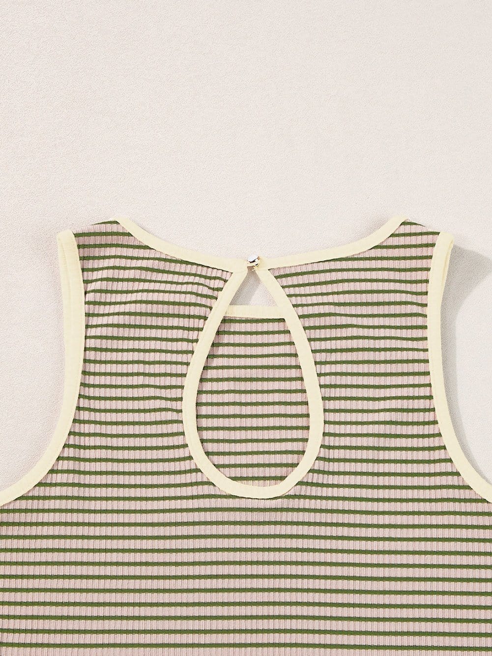 Versatile Green Striped Ribbed Knit Tank Top