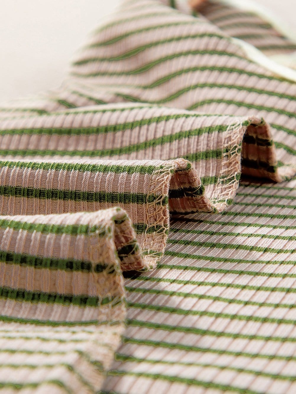 Versatile Green Striped Ribbed Knit Tank Top