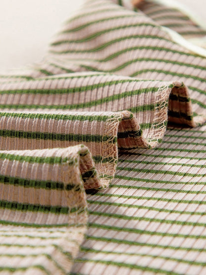 Versatile Green Striped Ribbed Knit Tank Top