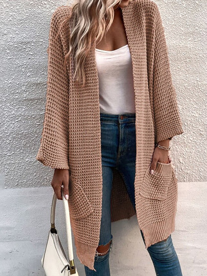 Women's Cardigan Sweater Jumper Chunky Knit Tunic Pocket Knitted Pure Color Open Front Stylish Casual Holiday Going out Winter Fall Green Pink S M L / Long Sleeve / Regular Fit