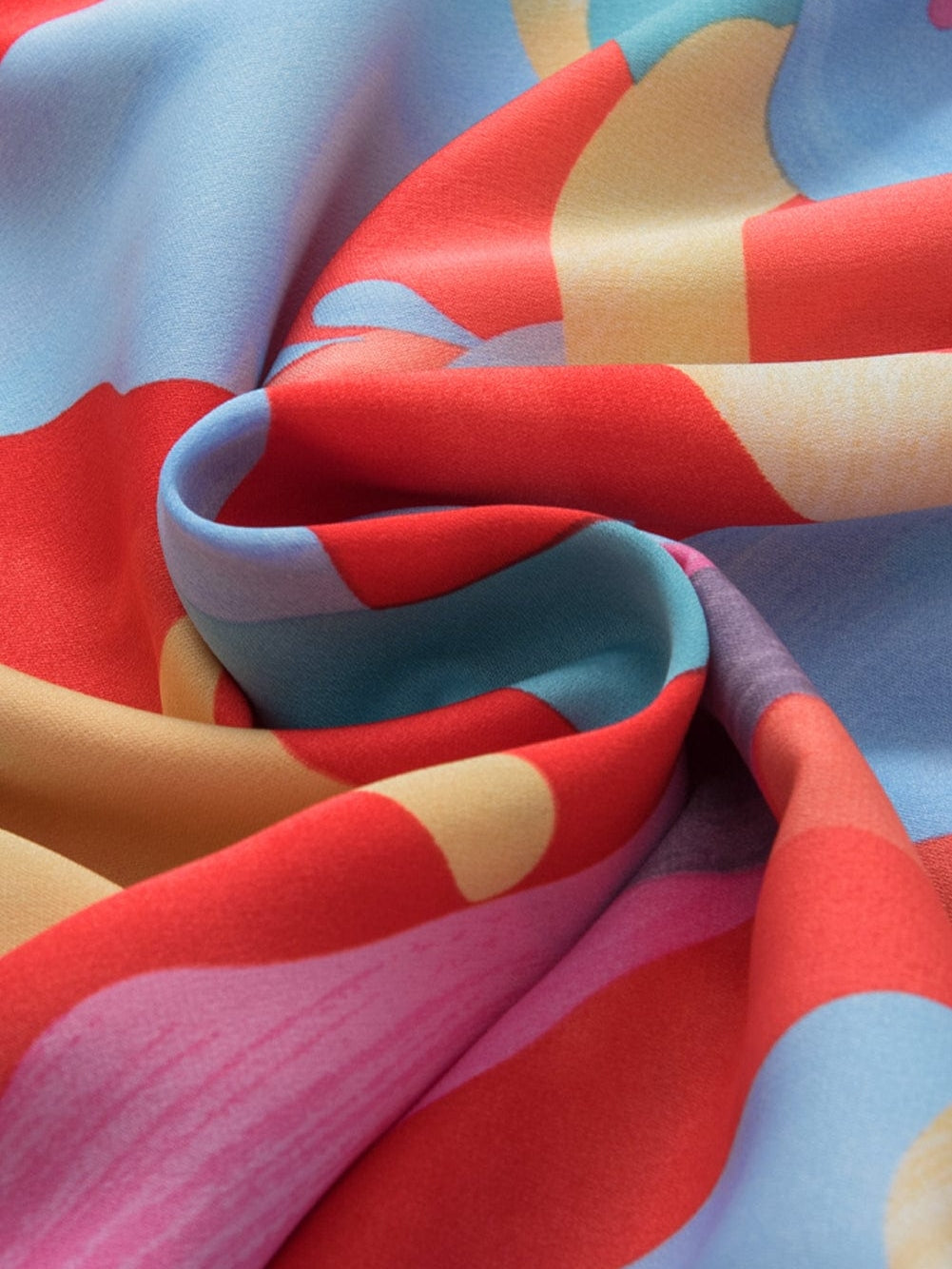 Vibrant Abstract Print Flowy Sleeve Round Neck Top