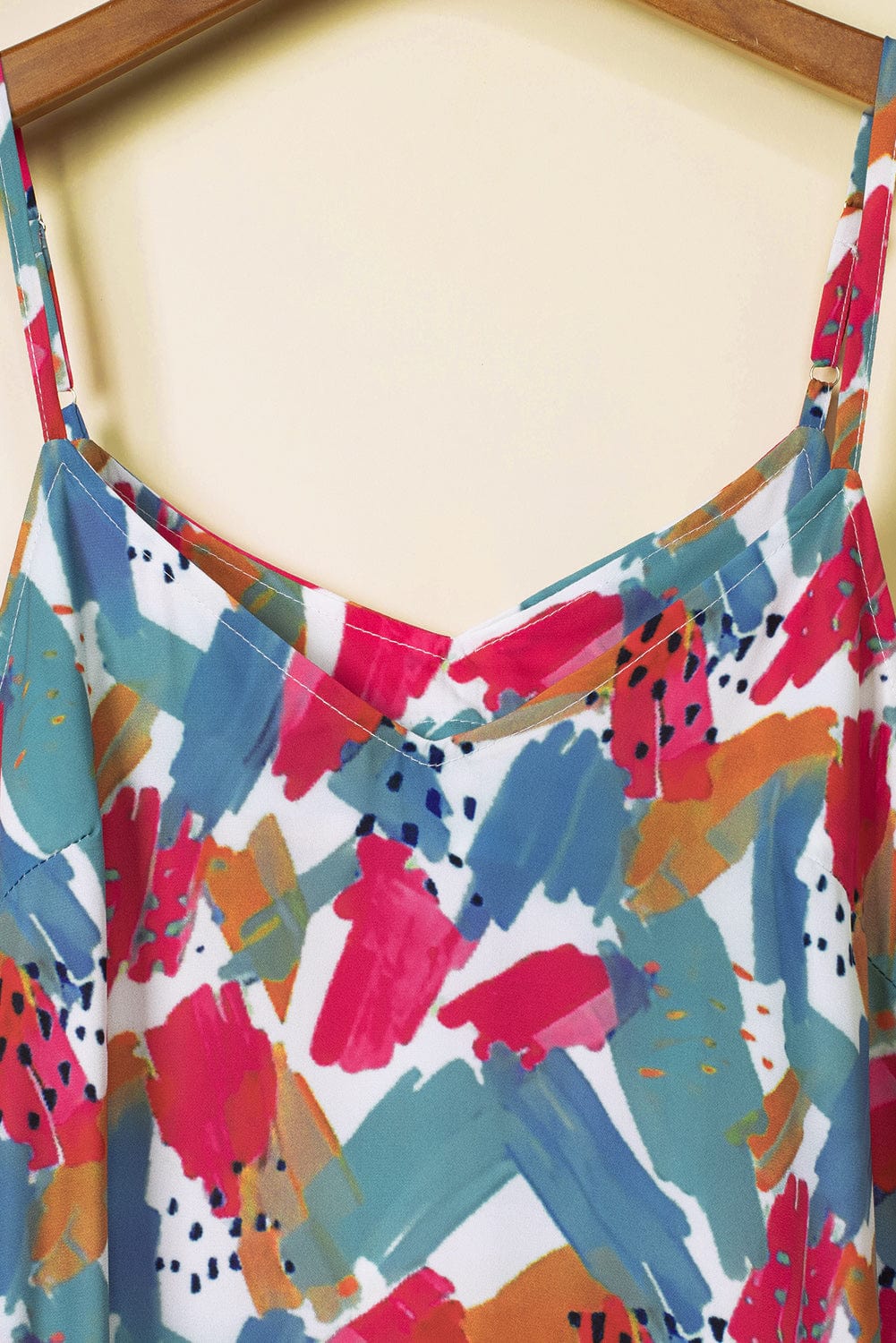 Vibrant Abstract Print Maxi Dress with Spaghetti Straps
