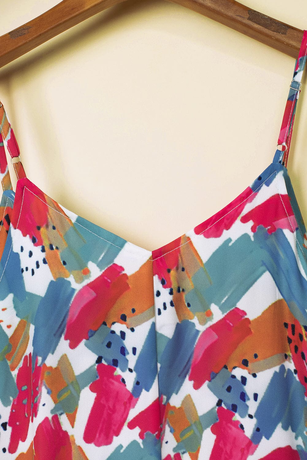 Vibrant Abstract Print Maxi Dress with Spaghetti Straps
