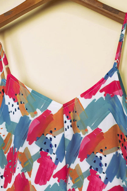 Vibrant Abstract Print Maxi Dress with Spaghetti Straps