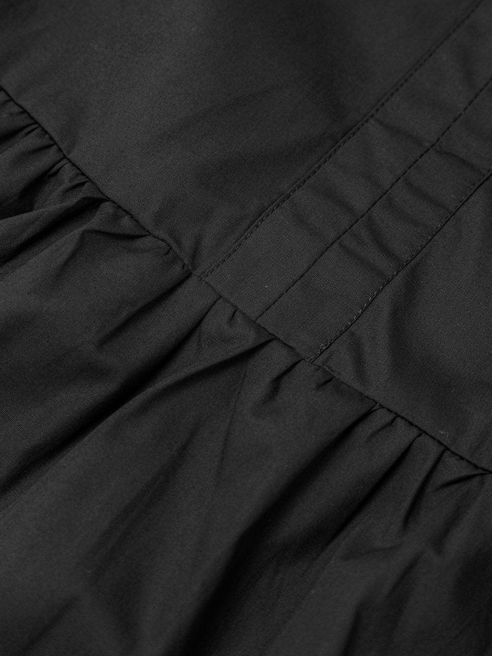 Vibrant Black V Neck Ruffle Dress with Pocket Detail