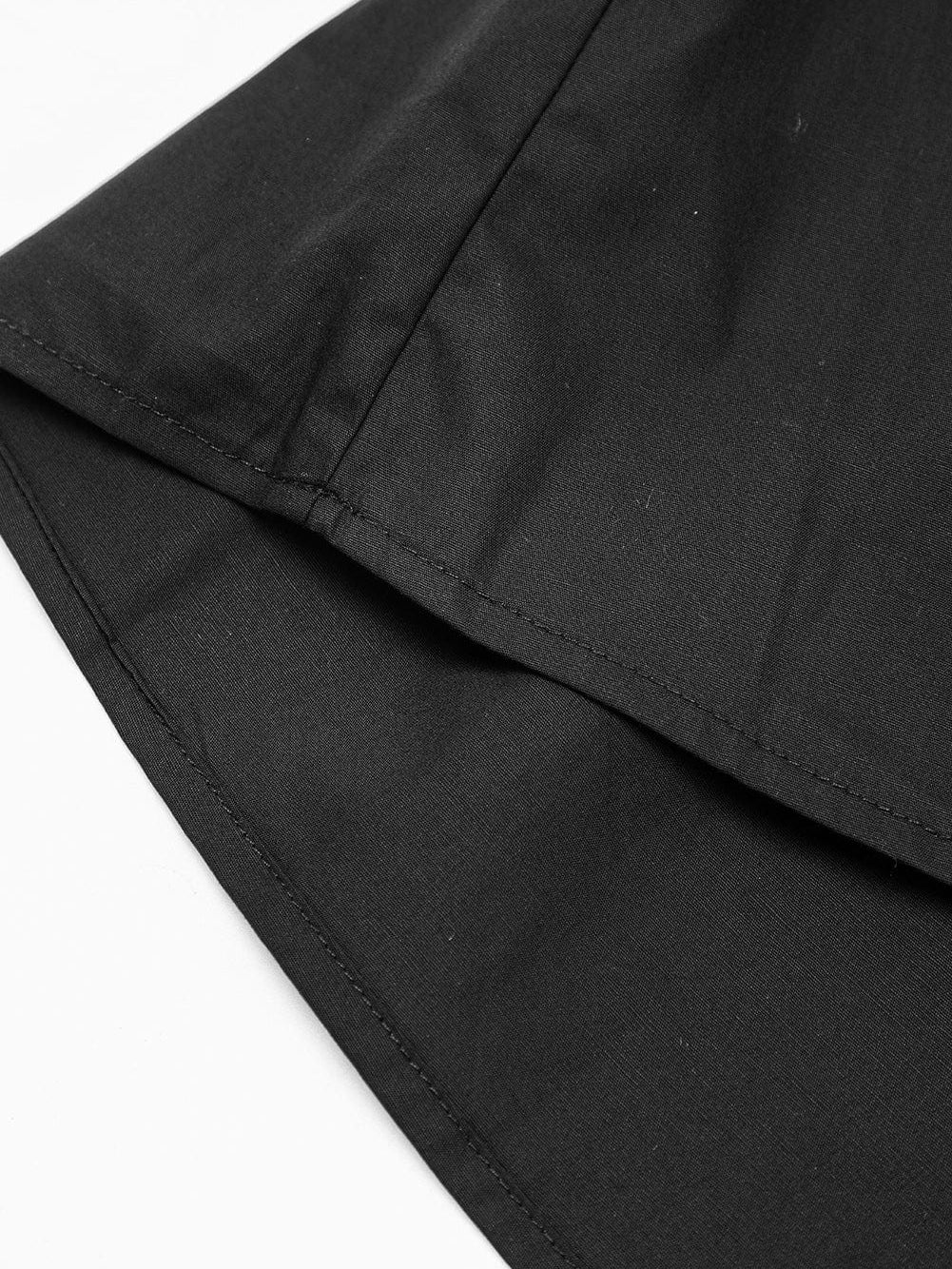 Vibrant Black V Neck Ruffle Dress with Pocket Detail