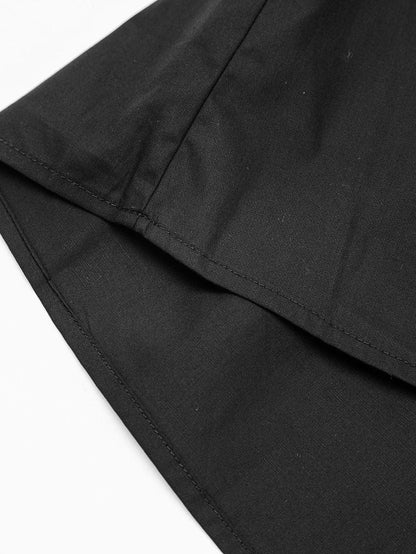 Vibrant Black V Neck Ruffle Dress with Pocket Detail