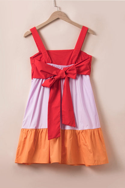 Vibrant Color Block Backless A-Line Summer Dress