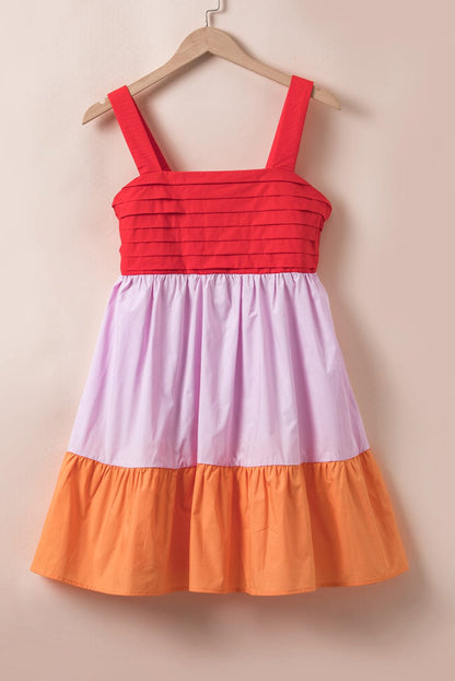 Vibrant Color Block Backless A-Line Summer Dress