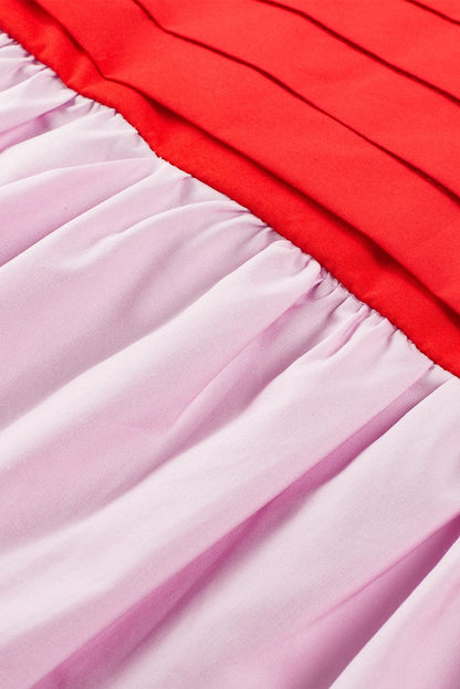 Vibrant Color Block Backless A-Line Summer Dress