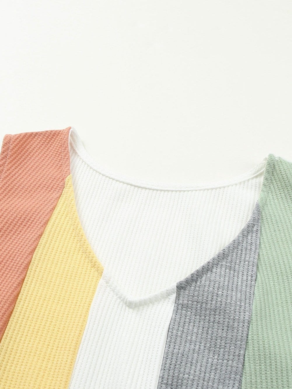 Vibrant Color Block V-Neck Waffle Knit Tank Top