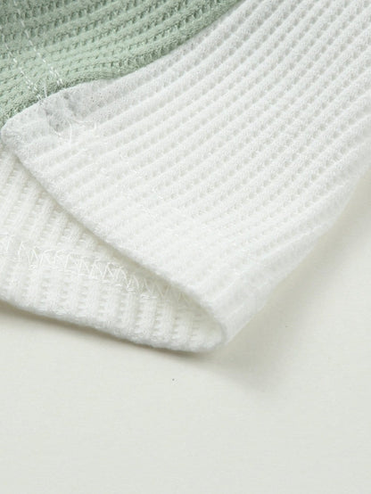 Vibrant Color Block V-Neck Waffle Knit Tank Top