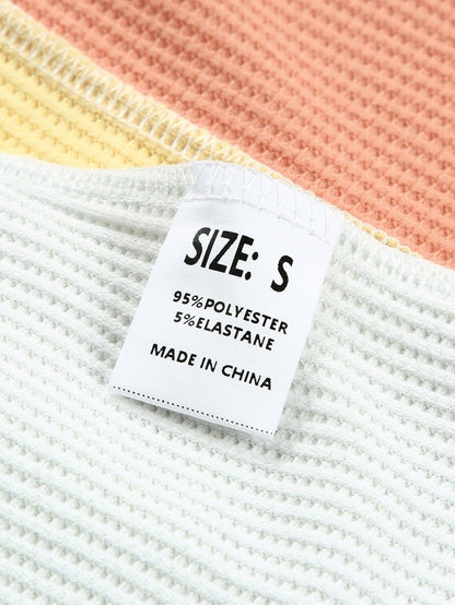 Vibrant Color Block V-Neck Waffle Knit Tank Top