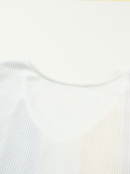 Vibrant Color Block V-Neck Waffle Knit Tank Top