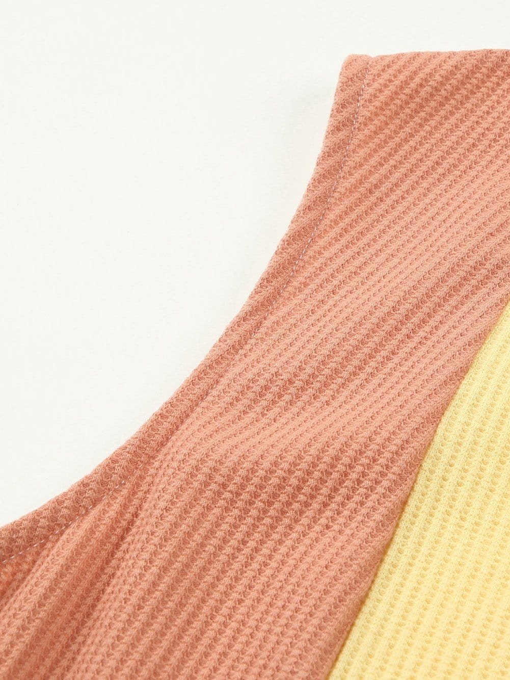 Vibrant Color Block V-Neck Waffle Knit Tank Top