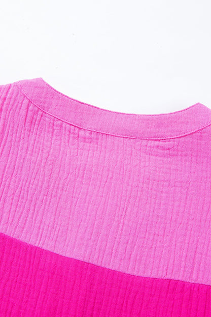 Vibrant Color Panel Ruffle Sleeve Mini Dress