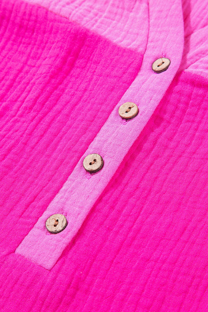 Vibrant Color Panel Ruffle Sleeve Mini Dress