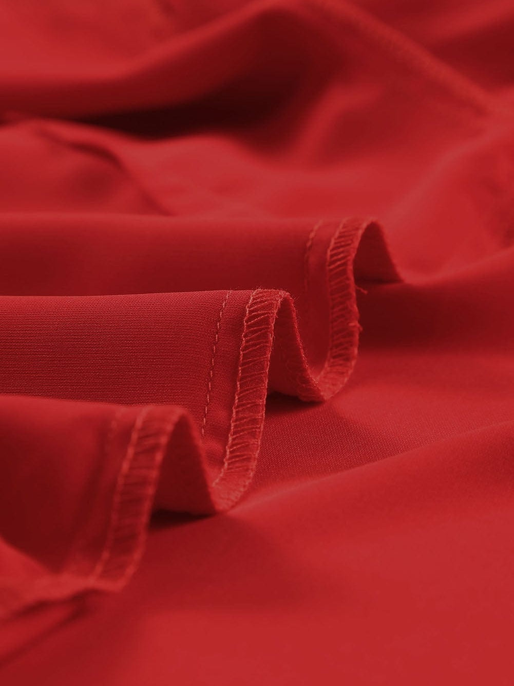 Vibrant Crimson V Neck Blouse with Puffy Sleeves