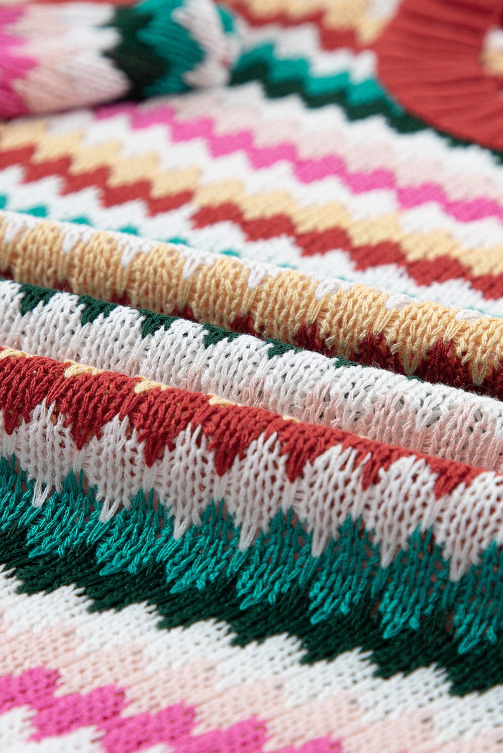 Vibrant Fiery Red Ruffle Sleeve Knit Sweater