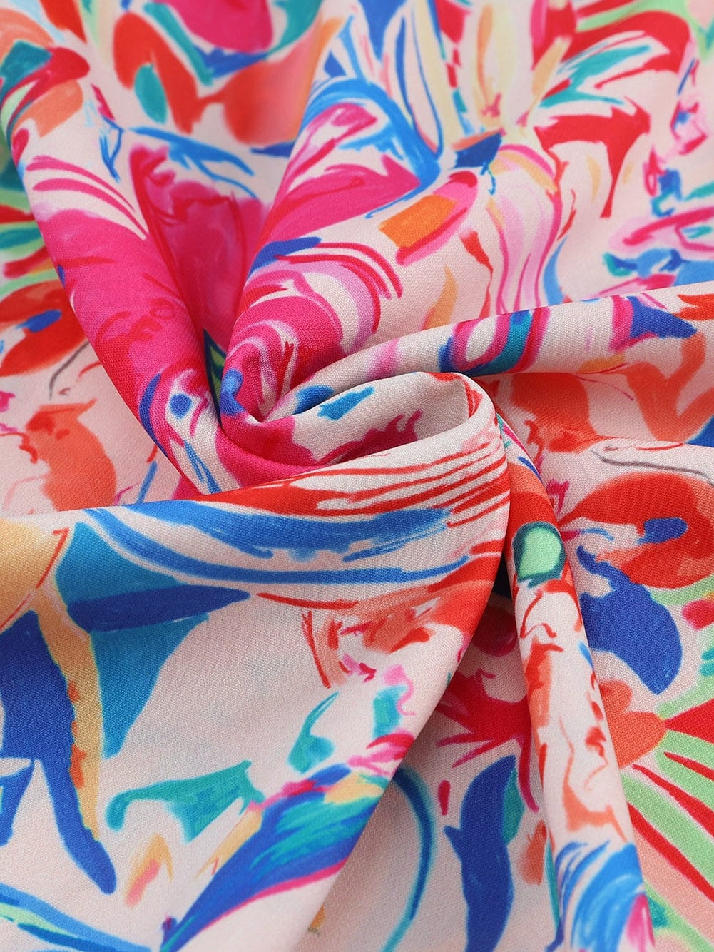 Vibrant Floral and Striped Ruffle Sleeve Blouse