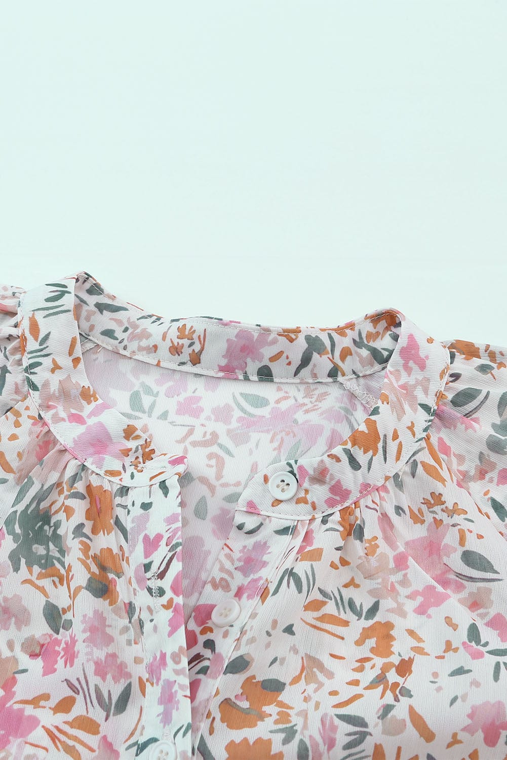 Vibrant Floral Mandarin Neckline Blouse