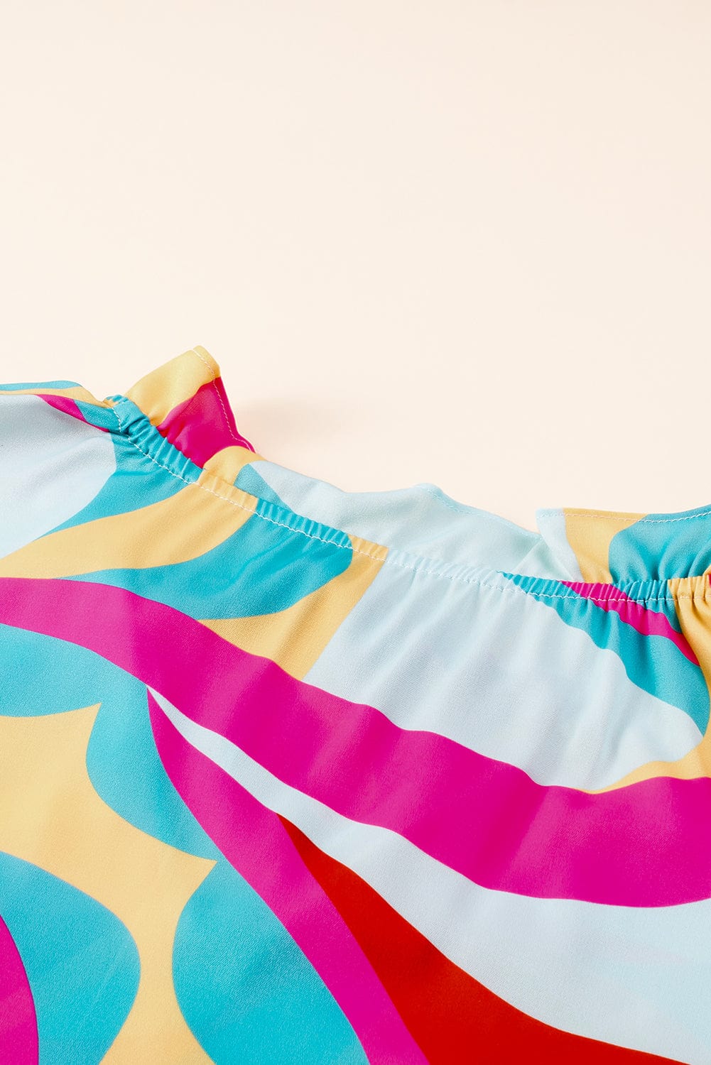 Vibrant Frilled Batwing Sleeve Multicolour Print Blouse