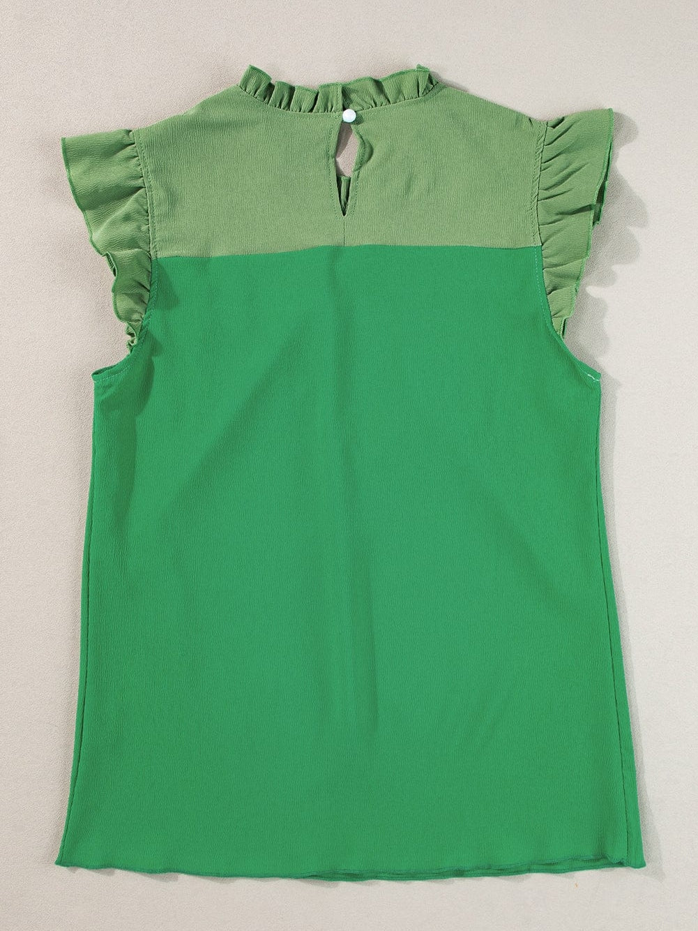 Vibrant Green Dual Tone Frilled Flutter Sleeve Top