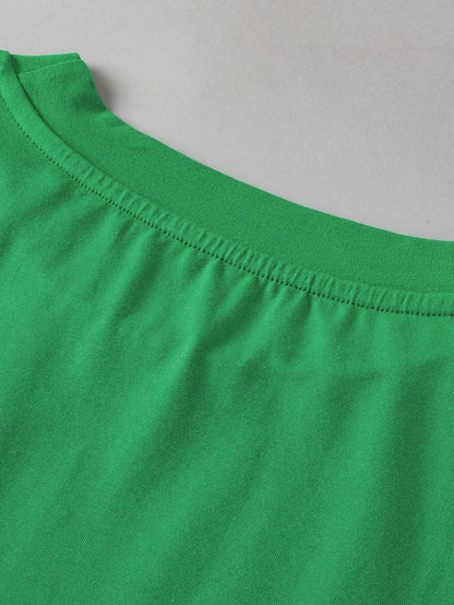 Vibrant Green Embroidered Puff Sleeve Blouse