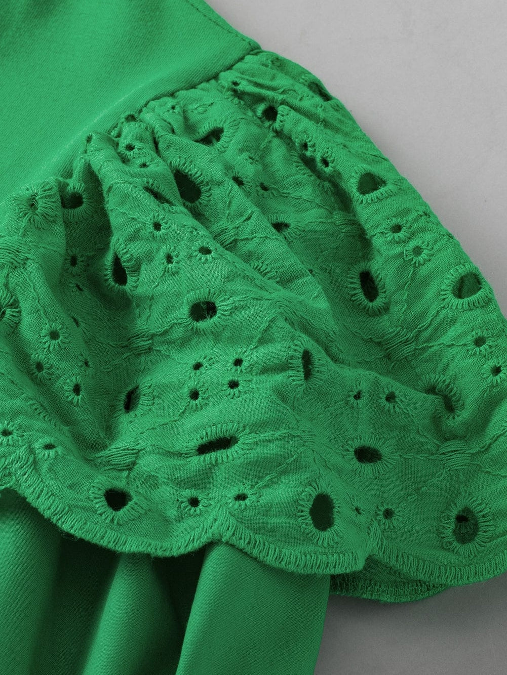 Vibrant Green Embroidered Puff Sleeve Blouse