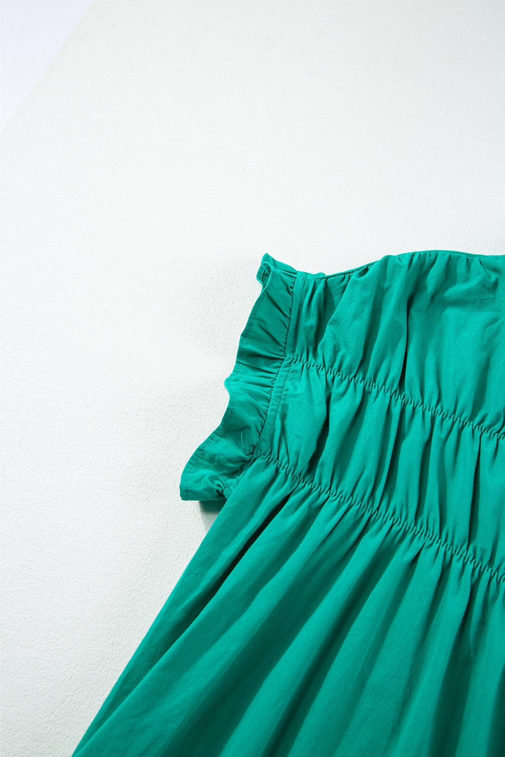 Vibrant Green Ruffle Sleeve Button-Up Mini Dress