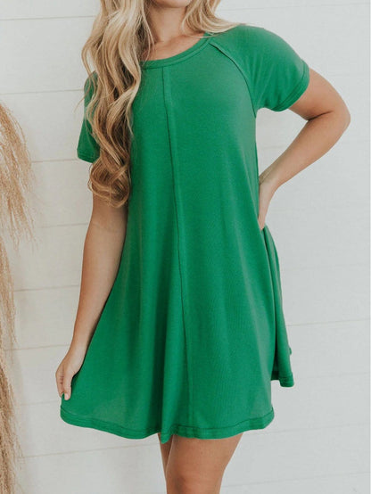 Vibrant Green Stitched Tunic Dress