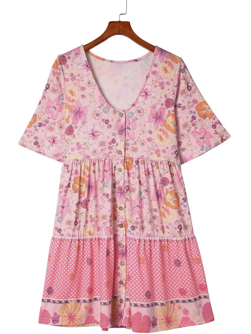 Vibrant Hibiscus Blossom Ruffled Mini Dress