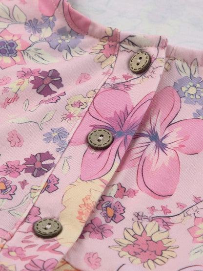 Vibrant Hibiscus Blossom Ruffled Mini Dress