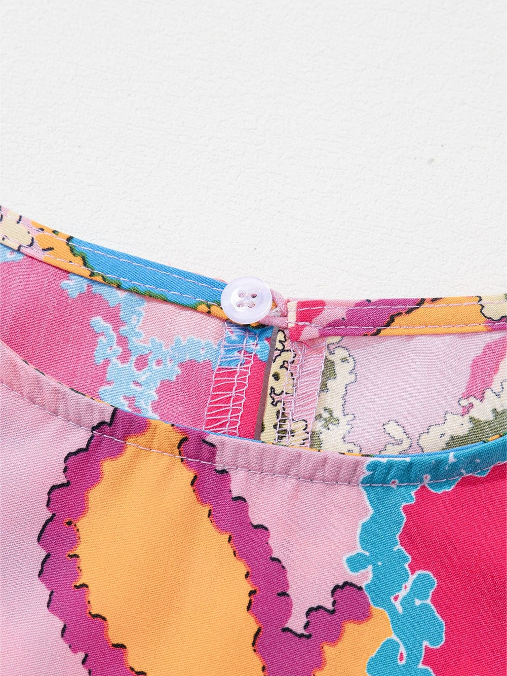 Vibrant Multicolored Floral Ruffle Sleeve Top