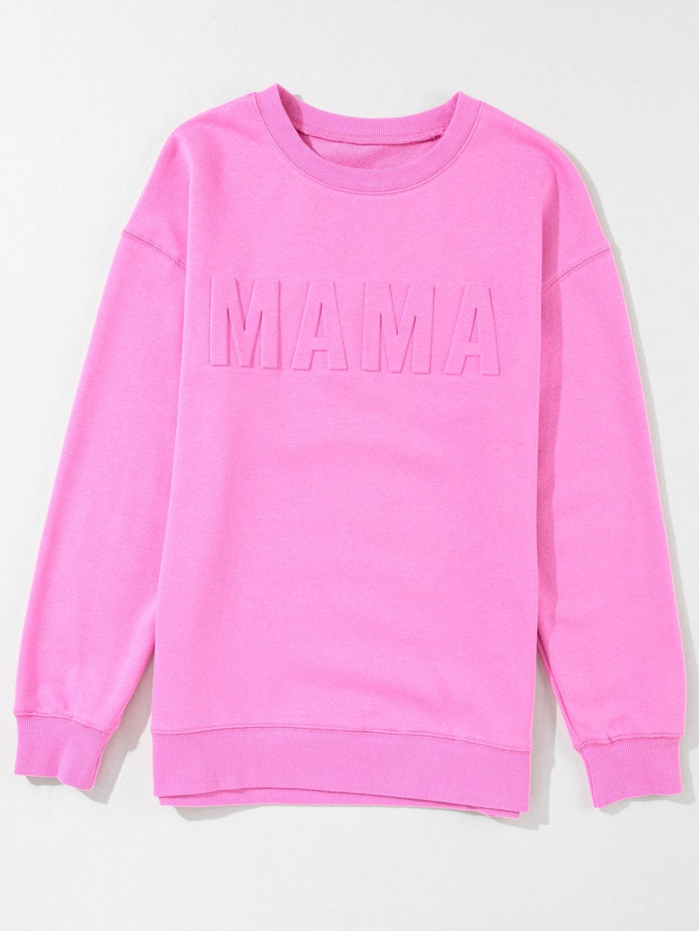 Vibrant Pink MAMA Logo Embossed Cozy Sweatshirt