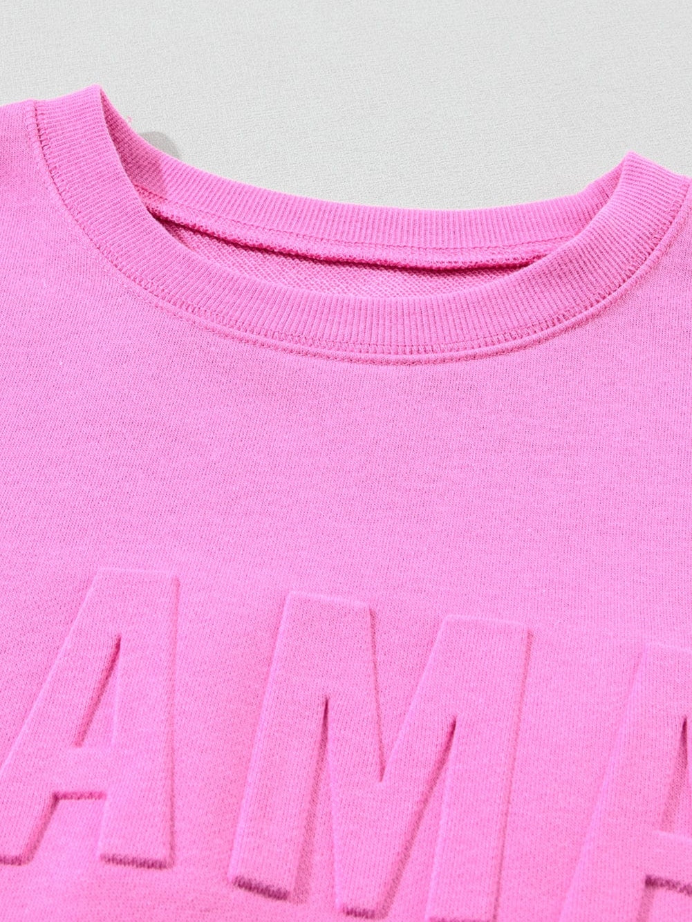 Vibrant Pink MAMA Logo Embossed Cozy Sweatshirt
