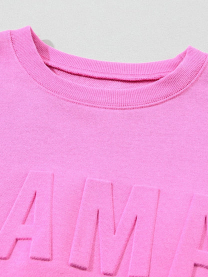 Vibrant Pink MAMA Logo Embossed Cozy Sweatshirt