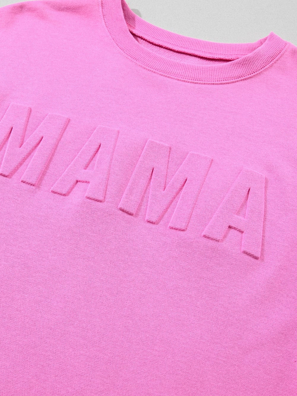 Vibrant Pink MAMA Logo Embossed Cozy Sweatshirt