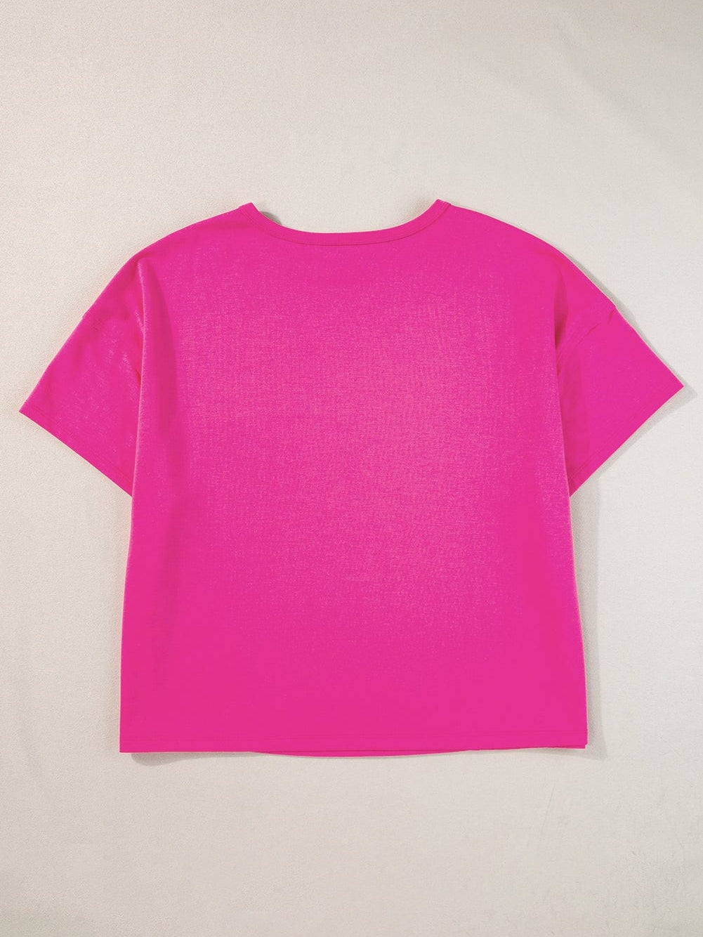 Vibrant Pink Oversized T-shirt with Patched Pocket and Exposed Seam