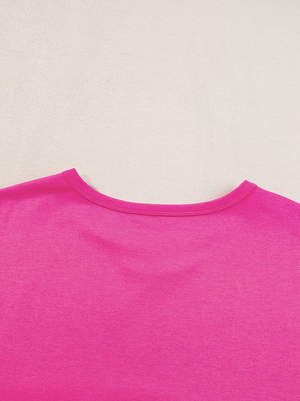 Vibrant Pink Oversized T-shirt with Patched Pocket and Exposed Seam