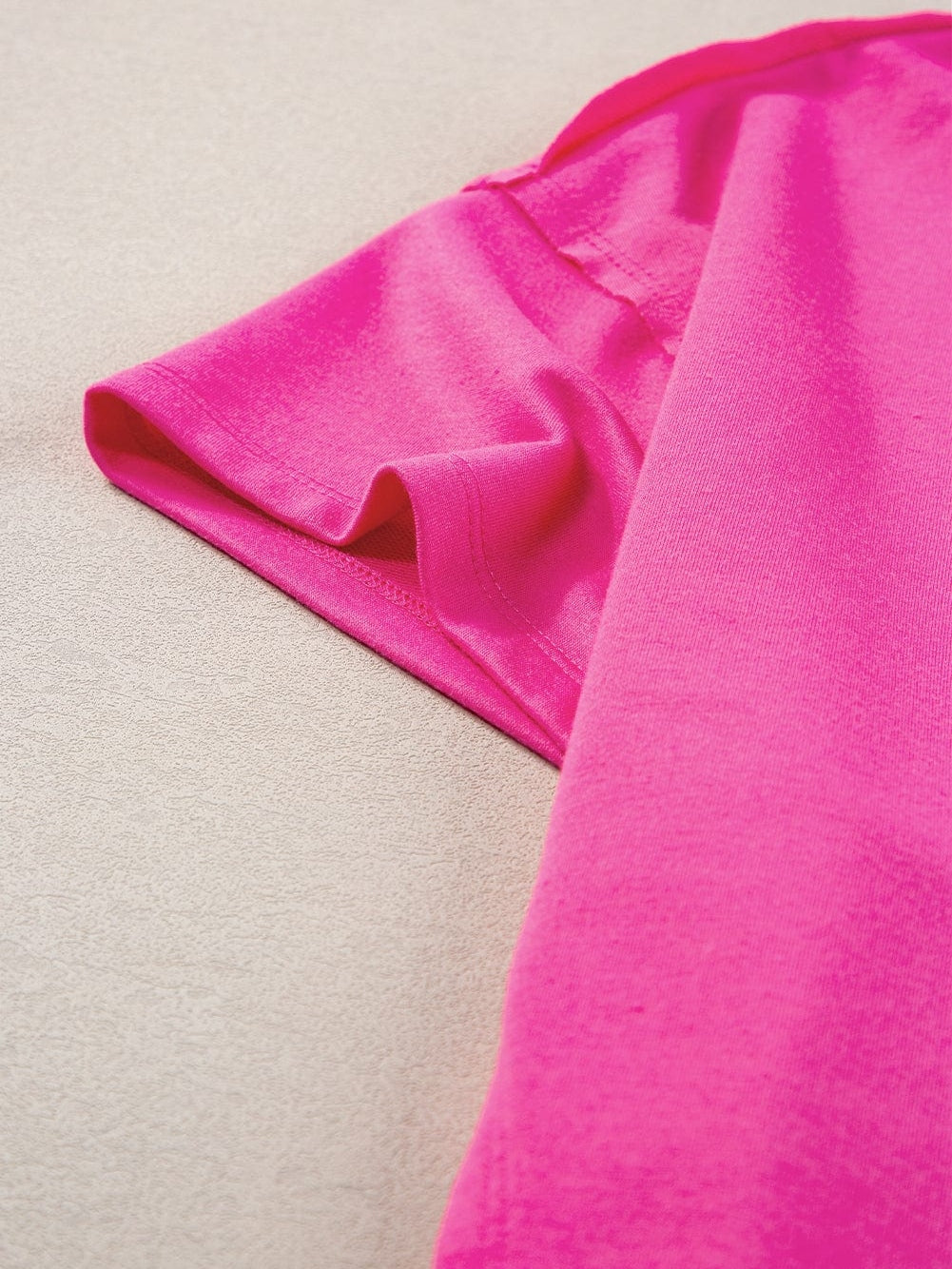 Vibrant Pink Oversized T-shirt with Patched Pocket and Exposed Seam