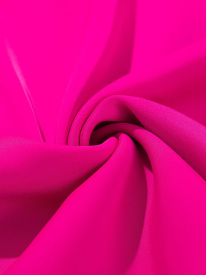 Vibrant Pink Pleated Sleeveless Top with Mock Neck & Ruffle Detail