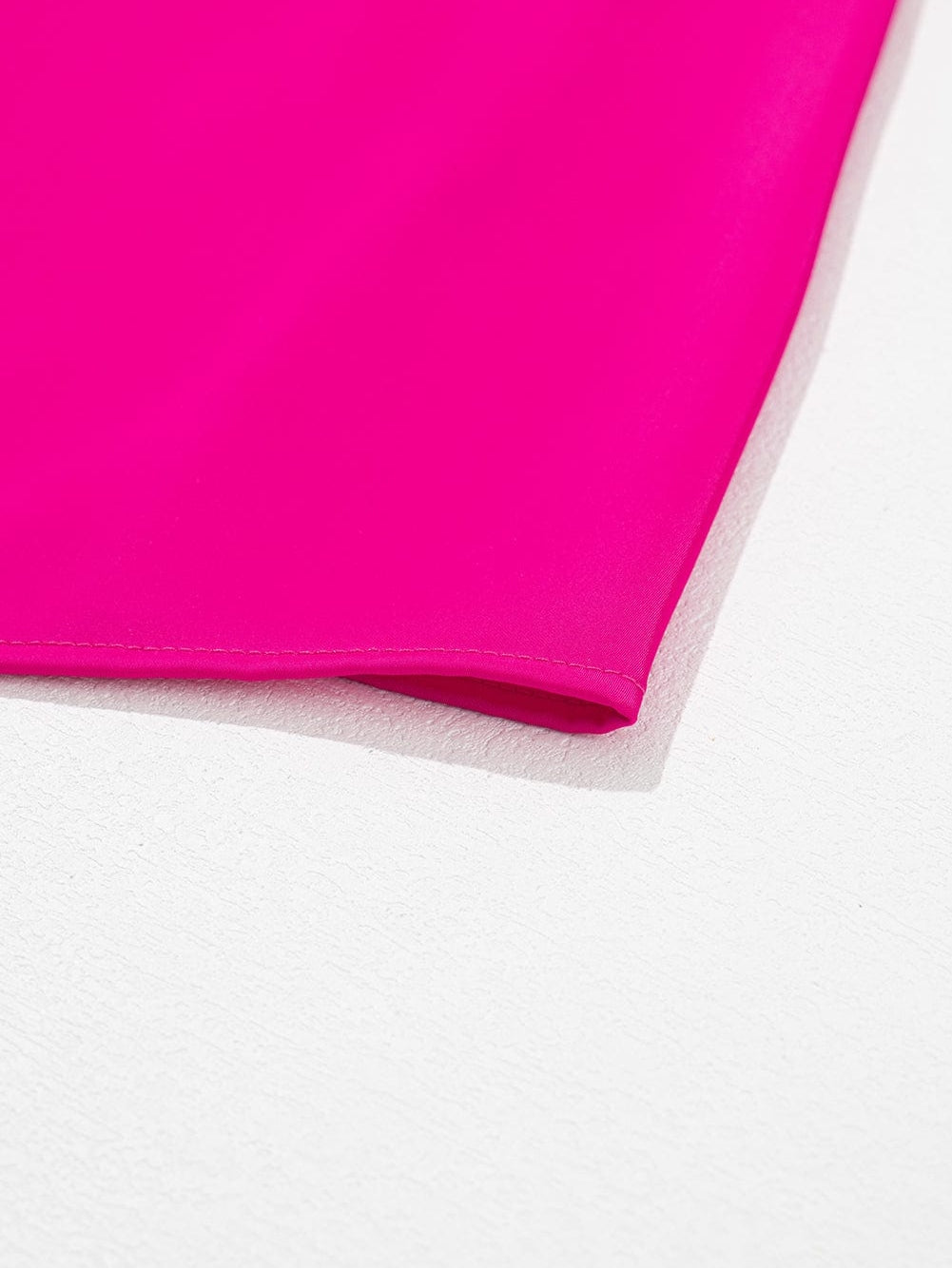 Vibrant Pink Pleated Sleeveless Top with Mock Neck & Ruffle Detail