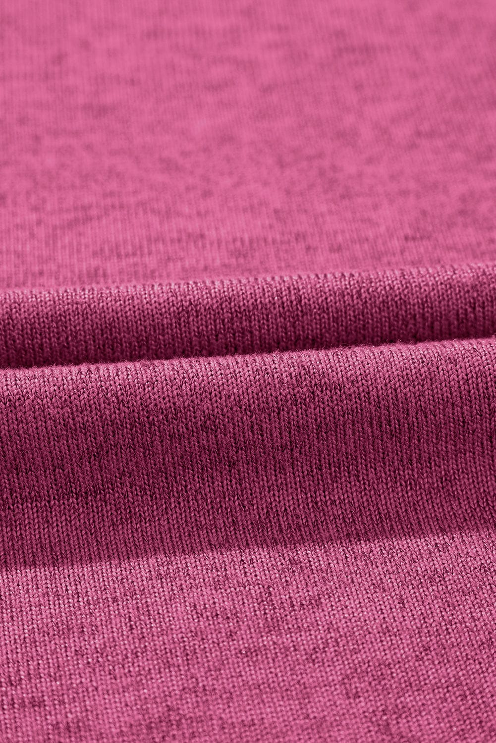 Vibrant Pink Ribbed Sleeve Patchwork Round Neck Tee