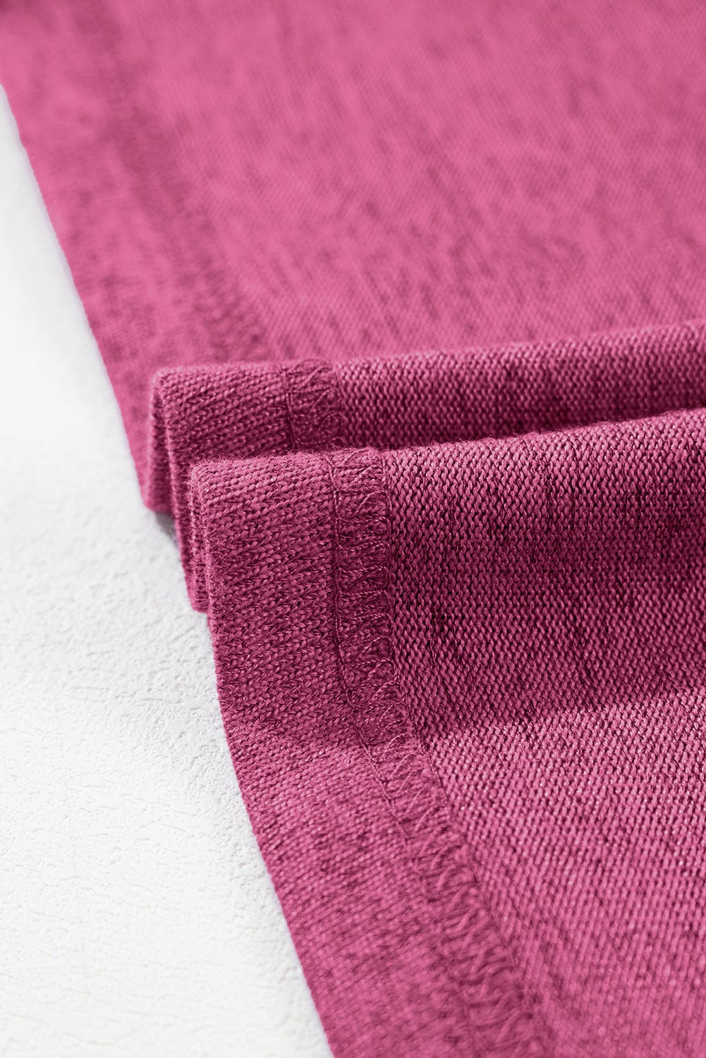 Vibrant Pink Ribbed Sleeve Patchwork Round Neck Tee