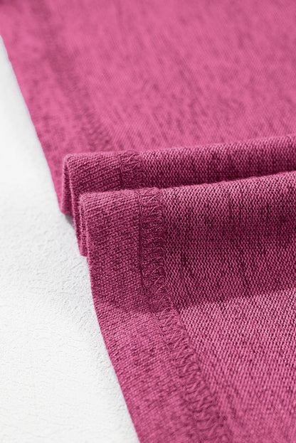 Vibrant Pink Ribbed Sleeve Patchwork Round Neck Tee